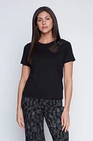 Lace and rhinestone bow t-shirt