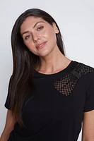 Lace and rhinestone bow t-shirt