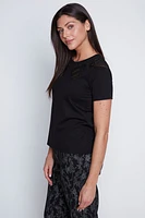 Lace and rhinestone bow t-shirt