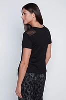 Lace and rhinestone bow t-shirt