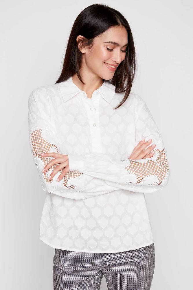 Cotton embroidery applique blouse