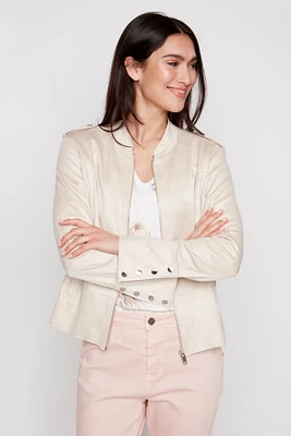 Zip front suede jacket
