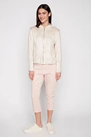 Zip front suede jacket