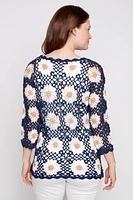 Patchwork floral crochet sweater