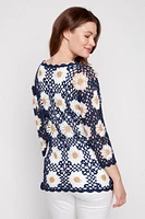 Patchwork floral crochet sweater