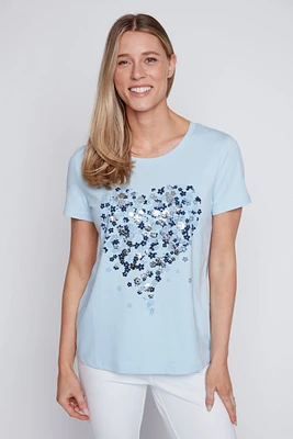 Le t-shirt en coton avec motif coeur