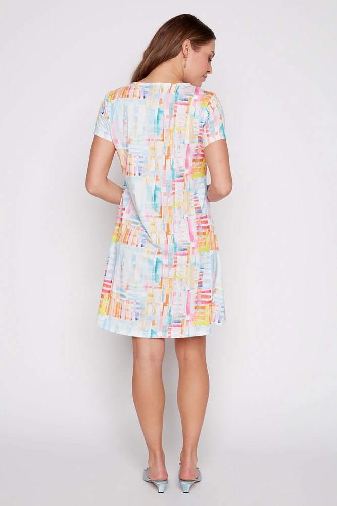 Abstract design rhinestone detail dress