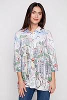 City print tunic blouse