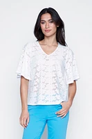Flutter sleeve eyelet top