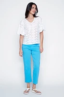 Flutter sleeve eyelet top