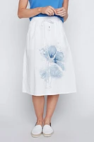 La jupe en mélange de coton et lin à imprimé fleuri