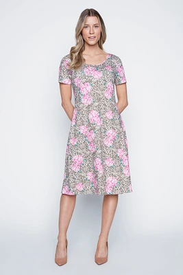 Animal and roses print sun dress