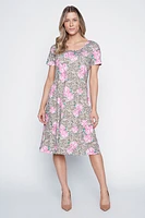 Animal and roses print sun dress