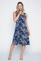 Floral and dot puff print sun dress
