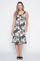 Abstract floral print sun dress