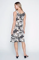 Abstract floral print sun dress