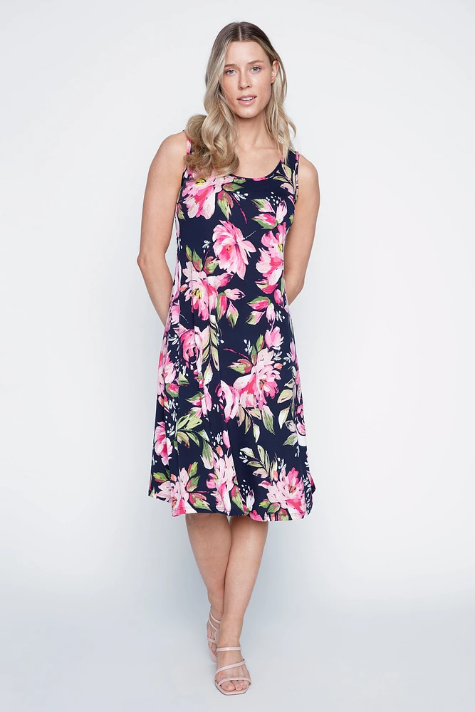 Abstract floral print sun dress