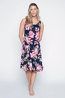 Abstract floral print sun dress