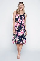 Abstract floral print sun dress