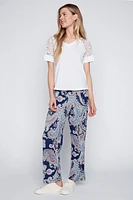 Paisley print wide leg pant