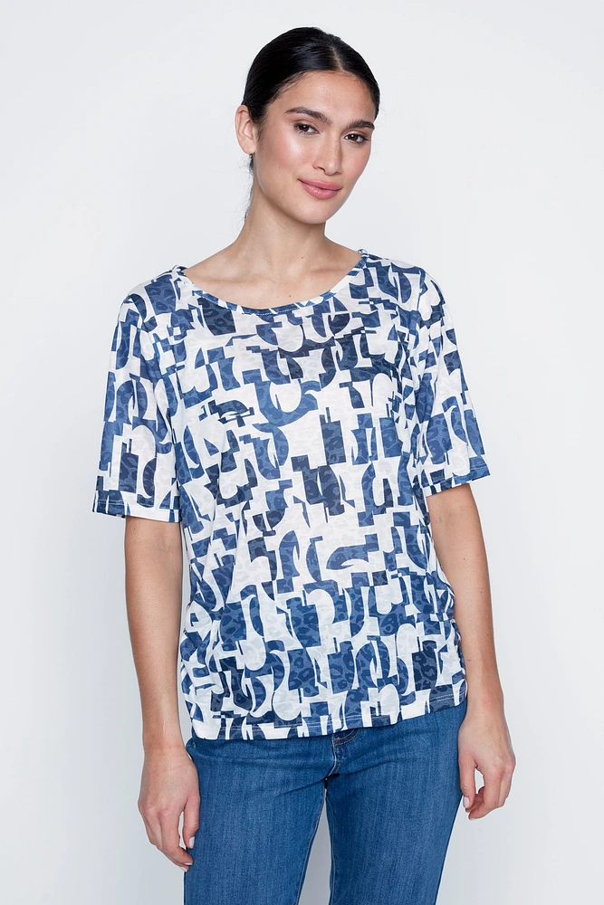 Burn out t-shirt with shirring