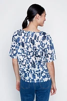 Burn out t-shirt with shirring
