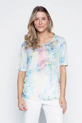 Burn out t-shirt with shirring