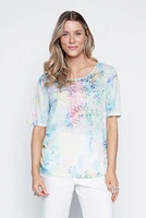 Burn out t-shirt with shirring