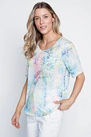 Burn out t-shirt with shirring