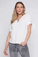 Puff sleeve crinkle top