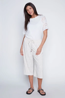 Wide leg floral puff capri