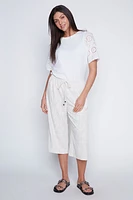 Wide leg floral puff capri