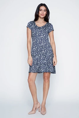 Dot design ruffle dress