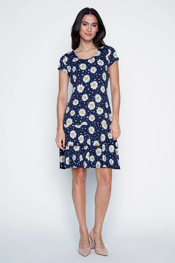 Dots and daisy design ruffle dress