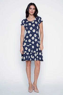 Dots and daisy design ruffle dress