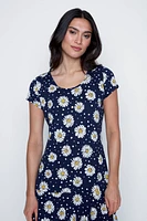 Dots and daisy design ruffle dress