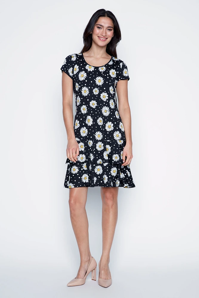 Dots and daisy design ruffle dress