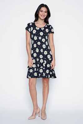 Dots and daisy design ruffle dress