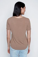 Solid crochet neck top