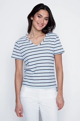V-neck stripe t-shirt
