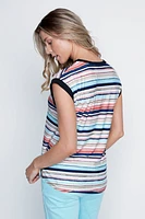 V-neck multi stripe t-shirt