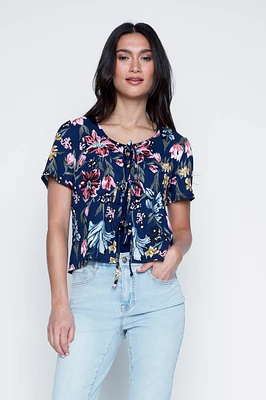Floral knot front closure top