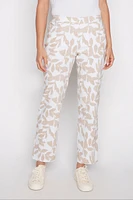 Straight leg leaf print pant