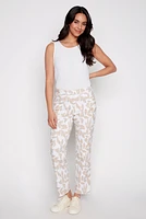 Straight leg leaf print pant