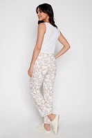 Straight leg leaf print pant
