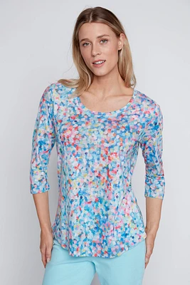 Le haut à pois multicolores