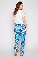 Slim leg printed pant