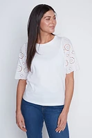 Solid t-shirt with eyelet sleeve