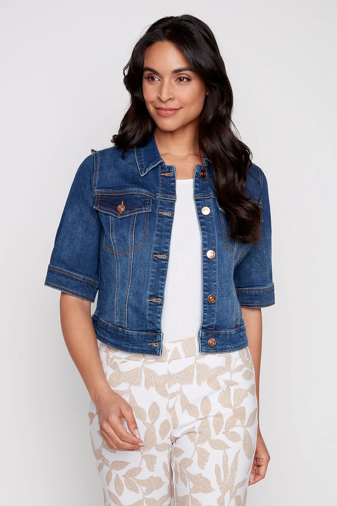 Elbow sleeve denim jacket