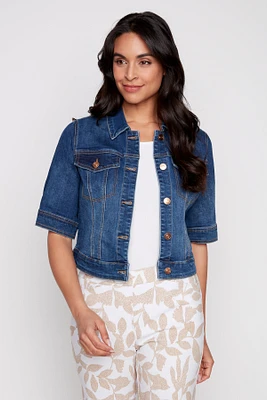 Elbow sleeve denim jacket